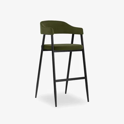 Cult Furniture Presley Bar Stool, Olive Green Sustainable Velvet