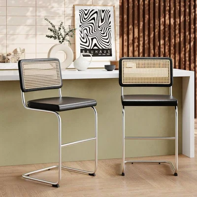 Cult Furniture £20 Off Kenton Bar Stool, Vintage Black & Chrome