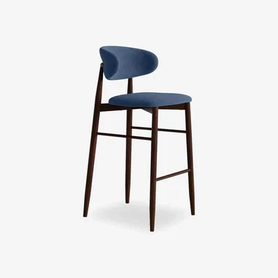 Cult Furniture £20  Off  Halston Bar Stool, Dust Blue Sustainable Velvet