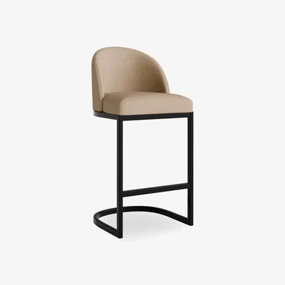 Cult Furniture Matteo Kitchen Stool with Backrest, Latte Sustainable Fabric