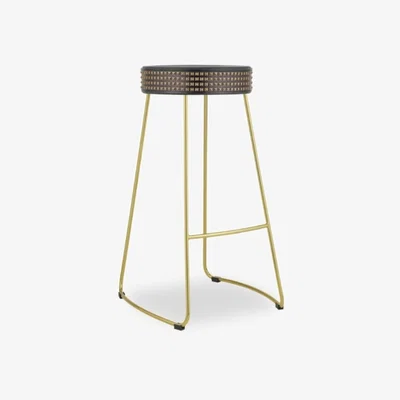 Cult Furniture £65  Off  Victoria Metal Bar Stool, Black Gold Stud Seat Leg Colour: Brass