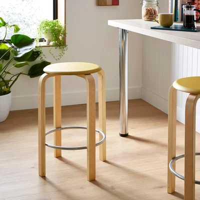 Dunelm Elements Freja Bar Stool, Wood Old Gold