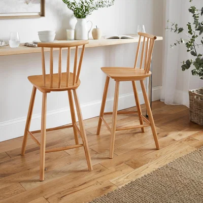 Dunelm Harvey Bar Stool, Beech Wood Natural