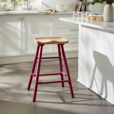 Dunelm Loxwood Counter Height Painted Leg Bar Stool, Solid Oak