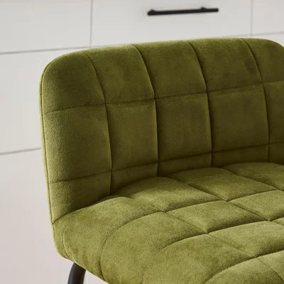 Dunelm Caden Counter Height Bar Stool, Velvet Olive