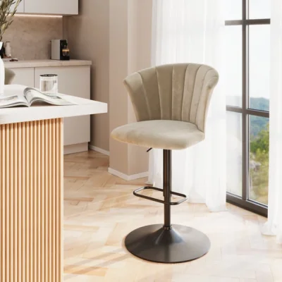 Dunelm Kendall Bar Stool with Black Legs, Velvet