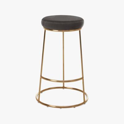 Dunelm Zeta Velvet Bar Stool - Grey Grey