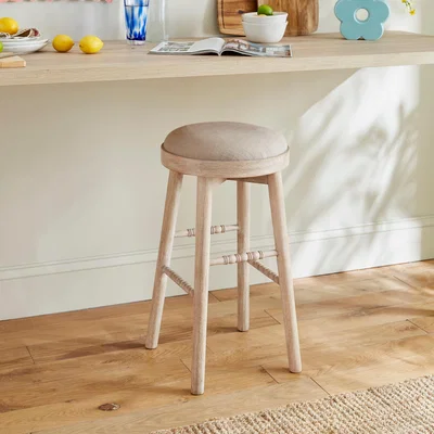 Dunelm Adora Bar Stool, Mango Wood Light Wood