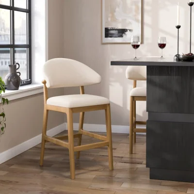 Dunelm Hugh Modern Stained Counter Height Bar Stool, Fabric