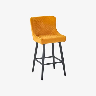 Dunelm Montreal Ochre Velvet Bar Stool Ochre