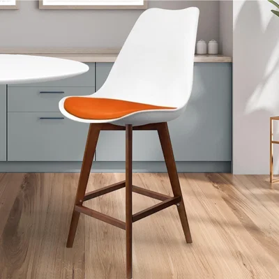 Dunelm Fusion Living Soho White Plastic Bar Stool Orange