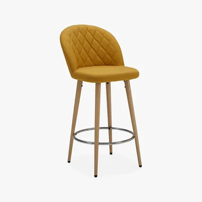 Dunelm Astrid Bar Stool Yellow Fabric Yellow