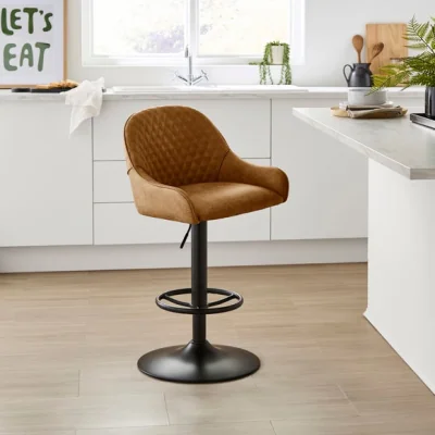 Dunelm Hudson Height Adjustable Bar Stool, Faux Leather