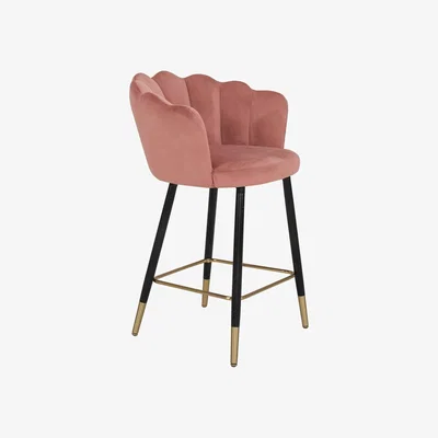 Dunelm Vivian Counter Height Bar Stool, Velvet Brilliant Rose