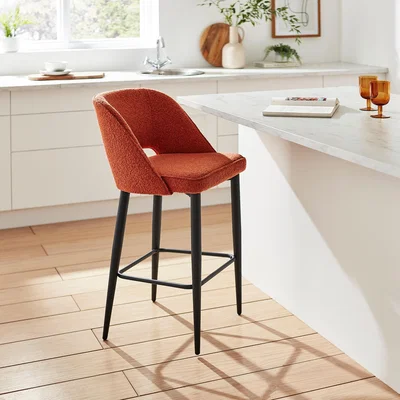 Dunelm Lillia Boucle Bar Stool Orange Umber