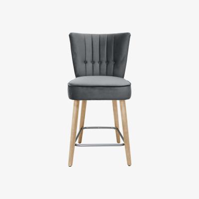 Dunelm Isla Velvet Bar Stool Grey