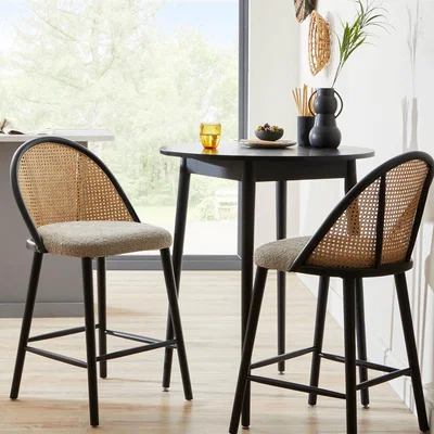 Dunelm Luella Cane Bar Stool Ivory