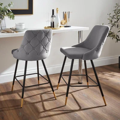 Dunelm Ariana Bar Stool, Velvet Grey
