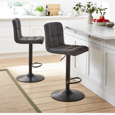 Dunelm Jasmine Adjustable Height Swivel Bar Stool, Grey