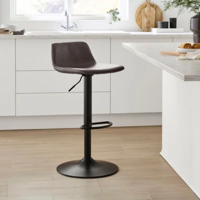 Dunelm Jayden Height Adjustable Barstool, Faux Leather