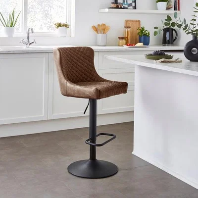 Dunelm Montreal Height Adjustable Barstool, Faux Leather