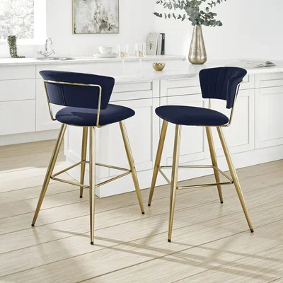 Dunelm Kendall Bar Stool, Velvet Kendall Blue