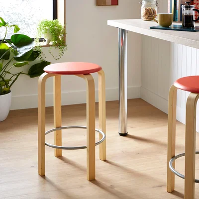 Dunelm Elements Freja Bar Stool, Wood Tiger Lily