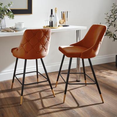 Dunelm Ariana Bar Stool, Velvet Velvet Burnt Orange