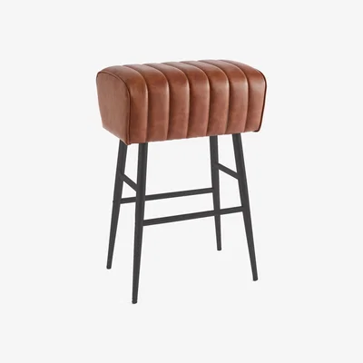 Dunelm Bude Faux Leather Bar Stool Brown