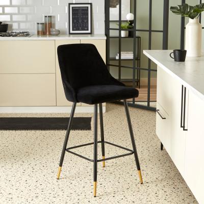 Dunelm Ariana Bar Stool Velvet Black