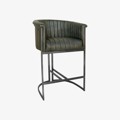 Dunelm Burke Leather and Iron Bar Chair Light Grey