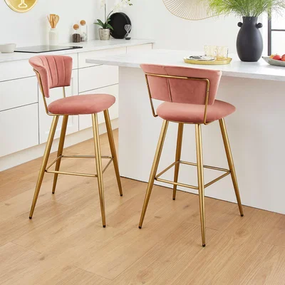 Dunelm Kendall Velvet Bar Stool Kendall Pink
