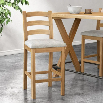 Dunelm Normandy Counter Height Bar Stool, Oak Oak