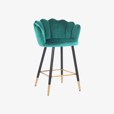 Dunelm Vivian Counter Height Bar Stool, Velvet Peacock
