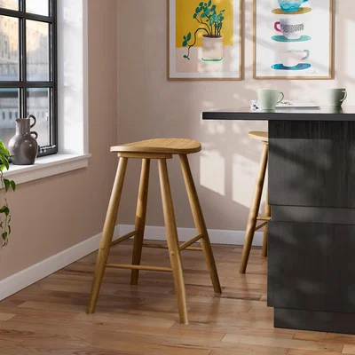 Dunelm Musca Counter Height Bar Stool Dark Stained Wood