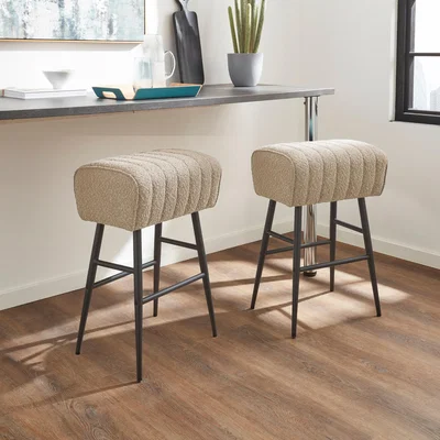 Dunelm Bude Bar Stool, Boucle Mushroom