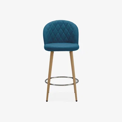 Dunelm Astrid Bar Stool Teal Fabric Blue