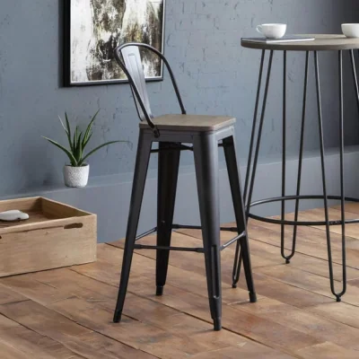 Dunelm Return - Grafton Set Of 2 Bar Stools, Metal, Natural