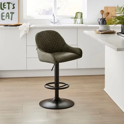 Dunelm Hudson Height Adjustable Bar Stool, Faux Leather