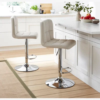 Dunelm Jasmine Adjustable Height Swivel Bar Stool, White