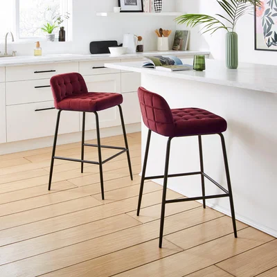 Dunelm Bodie Counter Height Bar Stool, Velvet Mulberry
