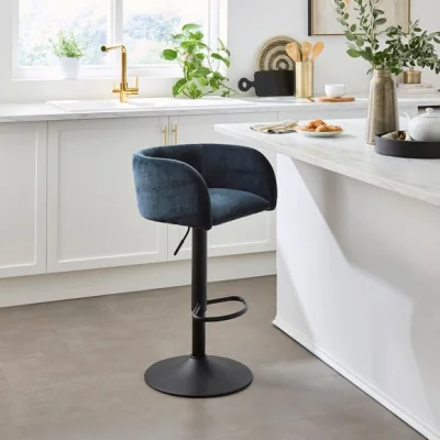 Dunelm Talullua Height Adjustable Bar Stool, Luxe Chenille