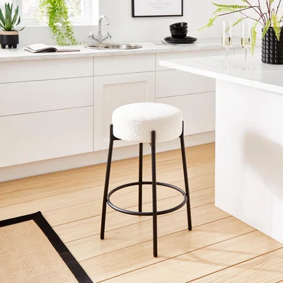 Dunelm Alexis Boucle Bar Stool Ivory