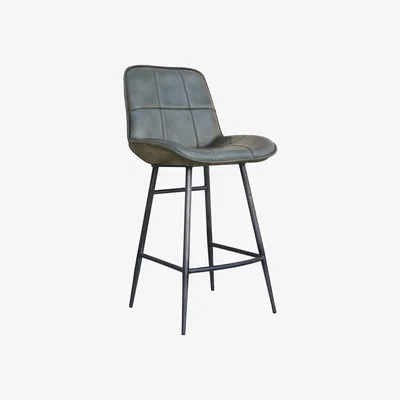 Dunelm Finn Leather Bar Stool Light Grey