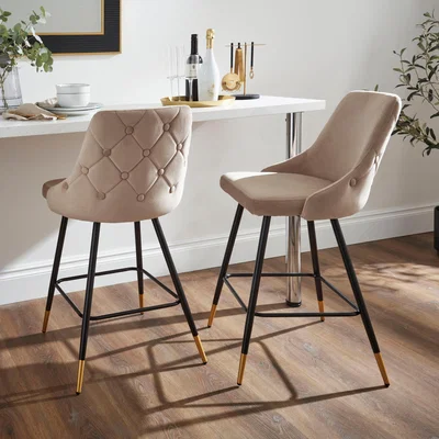 Dunelm Ariana Bar Stool, Velvet Velvet Mink