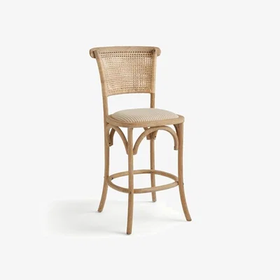 Dunelm Florine Counter Height Barstool, Natural Stripe Fabric