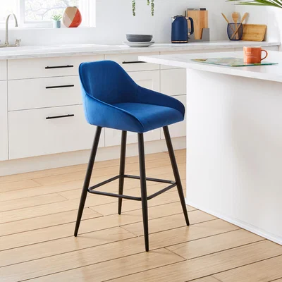 Dunelm Radleigh Bar Stool, Velvet Classic Blue