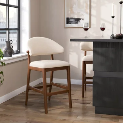 Dunelm Hugh Dark Stained Counter Height Bar Stool, Fabric