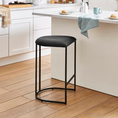 Dunelm Gena Counter Height Velvet Bar Stool Black