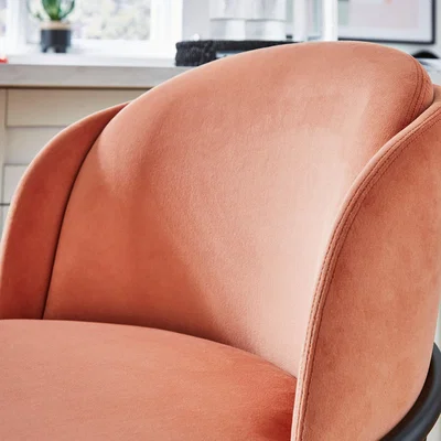 Dunelm Bobbi Barstool, Velvet Red Clay